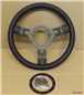 Superlite Black Leather Steering Wheel Black 3 Spoke Centre - 13" - Semi-Dish